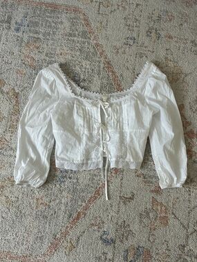 Self Esteem White Boho Peasant Top - Size Small